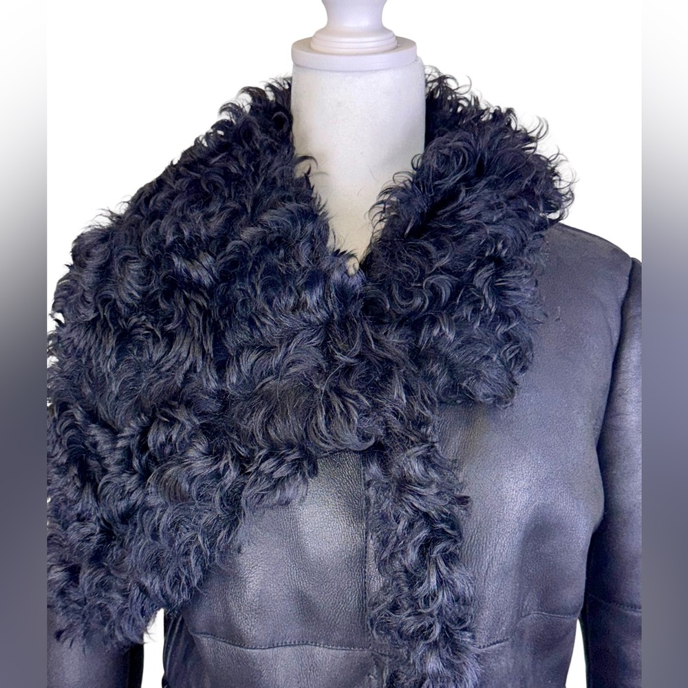 ROBERTO CAVALLI EXTRA LONG SHEARLING COAT IN BLACK - Picture 4 of 15